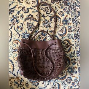 Vince Camuto Womens Irini Brown Convertible Leather Tote Handbag